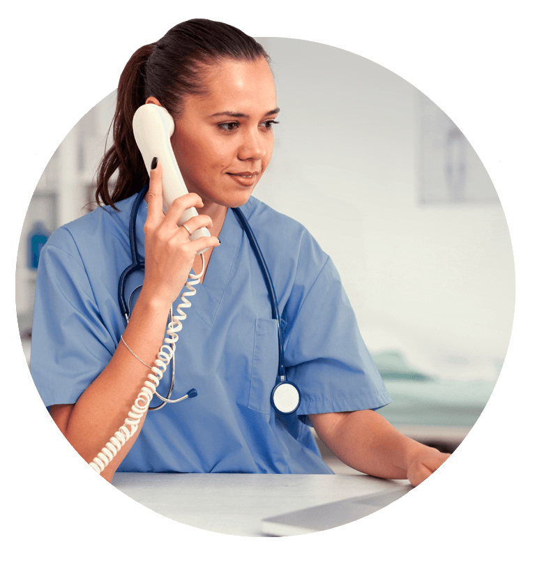 A medical professional makes a phone call to find out more details.